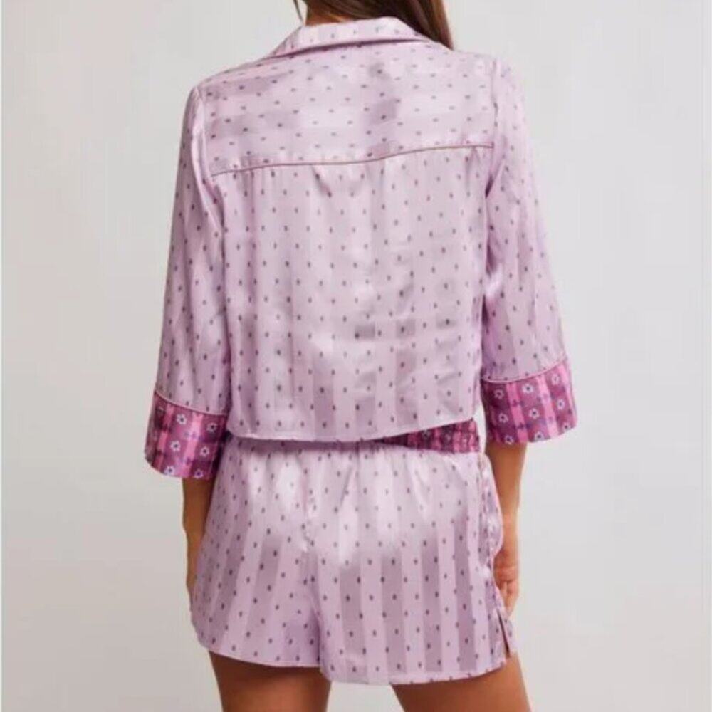 NWT Free People Pillow Talk PJ Set Lilac Combo Size XS - Picture 3 of 7